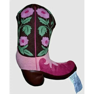 Rare Viral Trend Cowgirl Western Boot Throw Pillow Limited Pink Brown New Decor